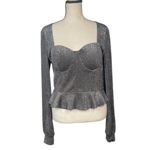 Fashion Nova Peplum Metallic Top